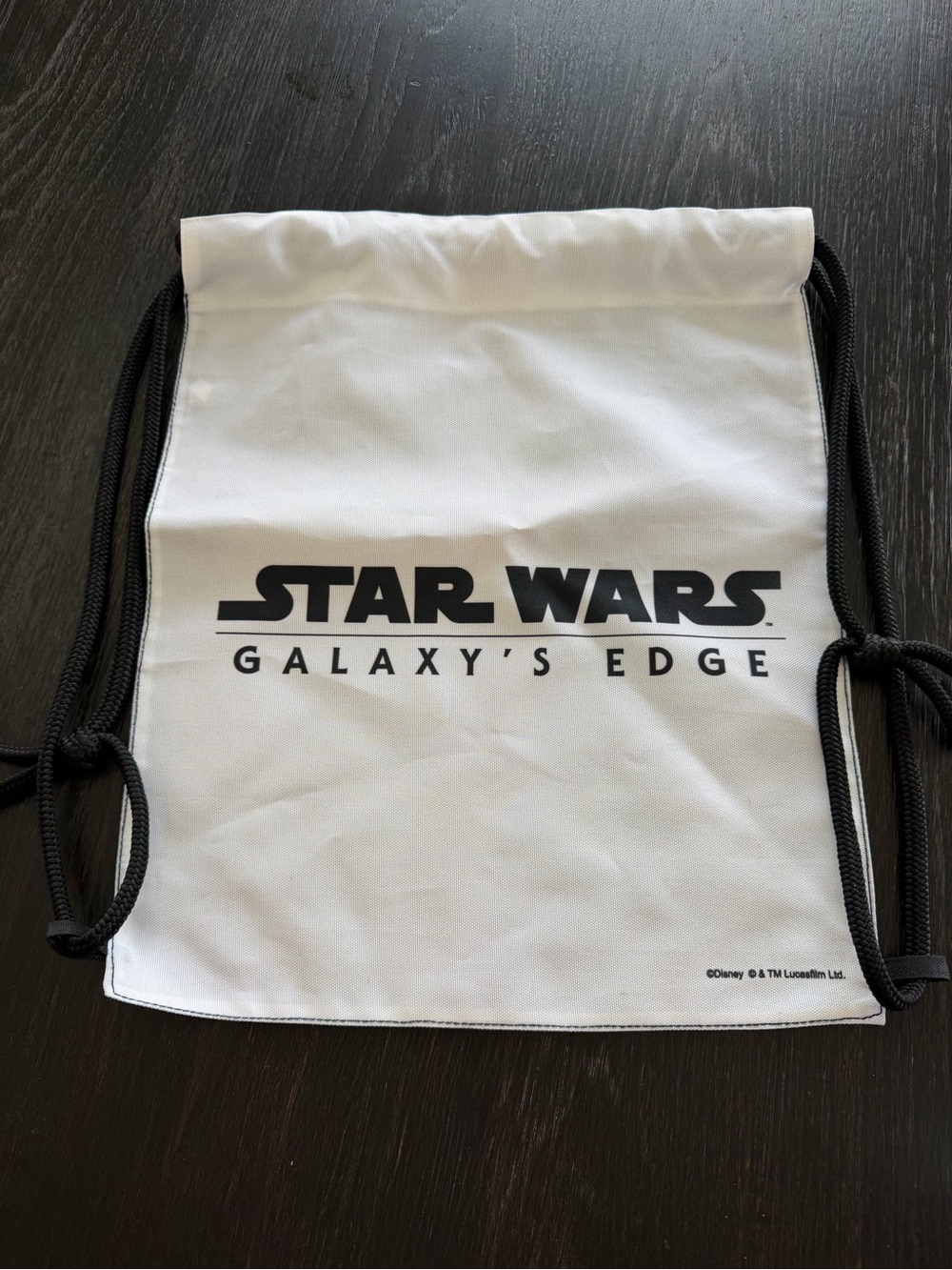 Star Wars Galaxy's Edge White and Black Drawstring Backpack